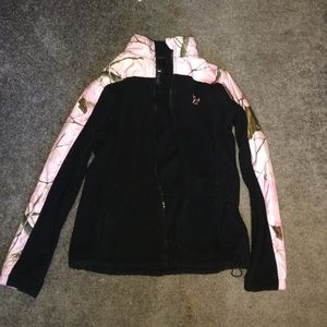 Pink camo fleece jacket