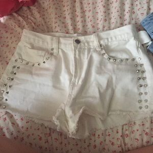 Forever 21 white studded jean shorts
