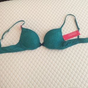 Teal lace push-up bra