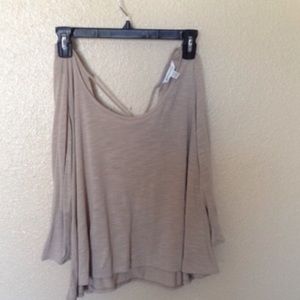 AEO Beige Flowy half sleeved shirt