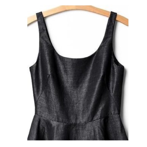 ⛔️SOLD⛔️ Dark Chambray/Black Fit & Flare Dress - Picture 2 of 4