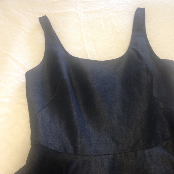 ⛔️SOLD⛔️ Dark Chambray/Black Fit & Flare Dress - Picture 3 of 4