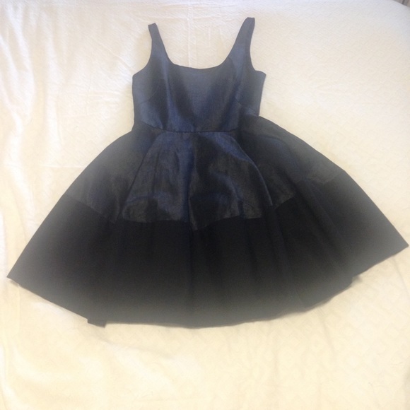 ⛔️SOLD⛔️ Dark Chambray/Black Fit & Flare Dress - Picture 4 of 4