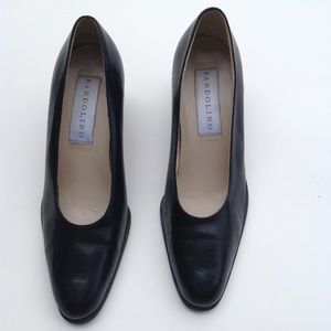 Bandolino leather black chunky heel pumps shoes 7