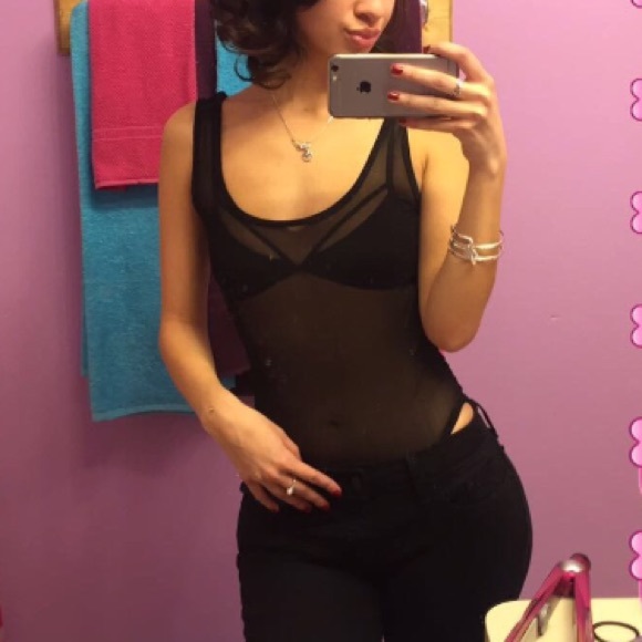 Black mesh bodysuit