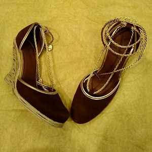 Goddess tie up wedge heel