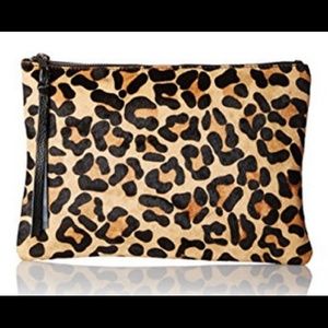 Leopard print dyed haircalf pouch/clutch