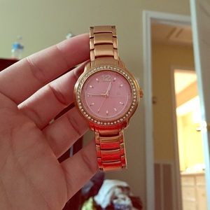 Gold and Pink diamond studded Tommy Hilfiger watch