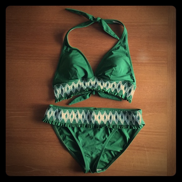 La Blanca green halter top bikini