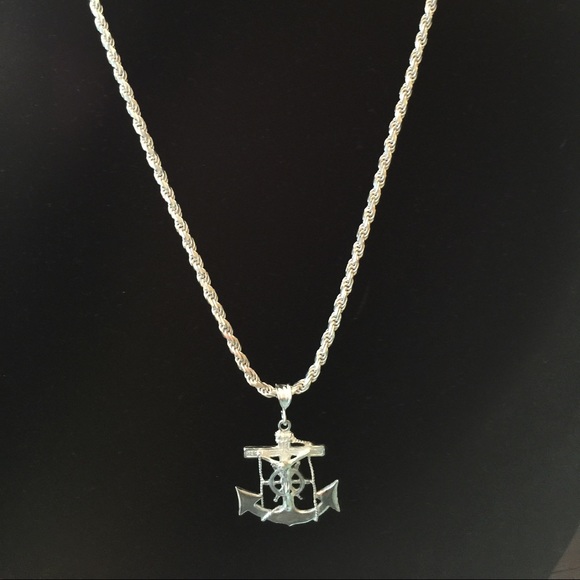 Sterling Silver......Twix chain and anchor pendant