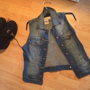 Vintage Distressed Denim Vest