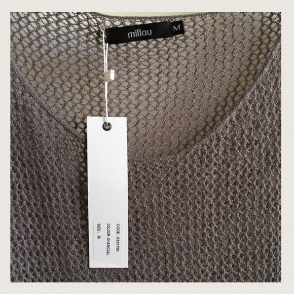 ❌SOLD❌🎉HP🎉🆕LF || Charcoal Mesh Top - Picture 3 of 4