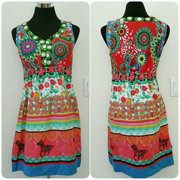 Biba Dresses & Skirts - Colorful Biba multi-print dress