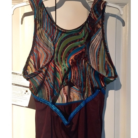 NWT GK Cheetah and Foil Swirls Gymnastics Leotard - Picture 2 of 3