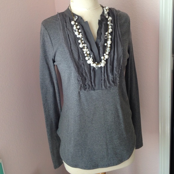 Long sleeved Henley with Chiffon ruffles