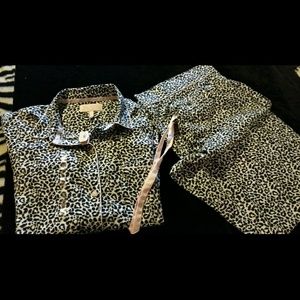 NWT Victorias Secret leopard 2 Piece pajama set