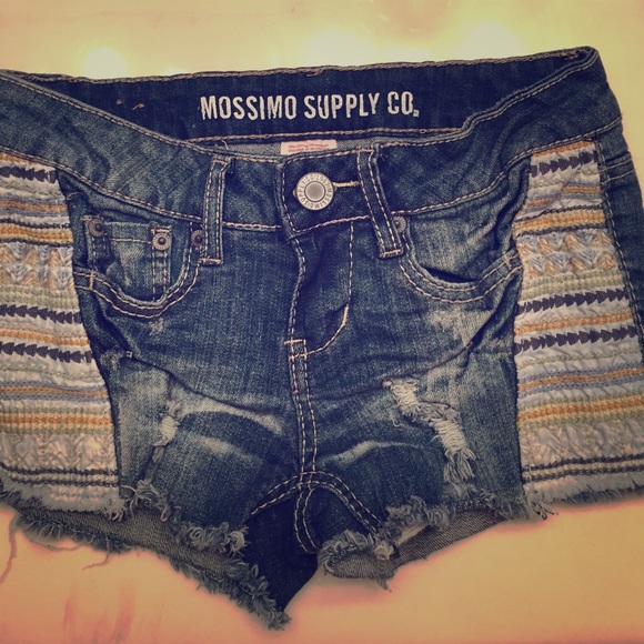 Blue jean shorts with Aztec print