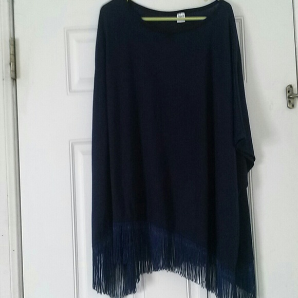Dark Blue Poncho Top - Picture 2 of 3