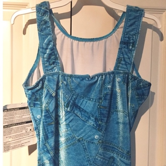 NWT GK velvet jean print gymnastics leotard - Picture 2 of 2