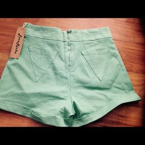High-Waisted Mint Green Shorts