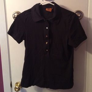 Tory Burch navy polo with gold buttons