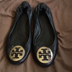 Tory Burch black Revas with silver emblem