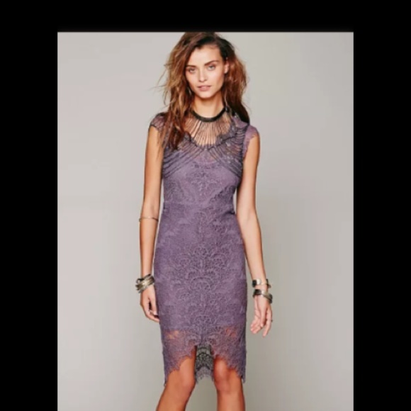 Free People peekaboo lace slip size XS purple haze
