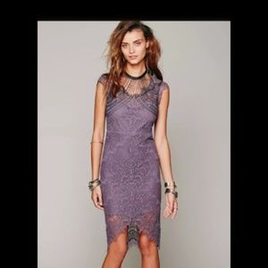 Free People peekaboo lace slip size XS purple haze