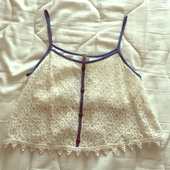 Off white crochet spaghetti strap cropped top