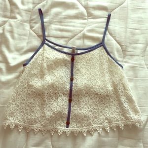 Off white crochet spaghetti strap cropped top