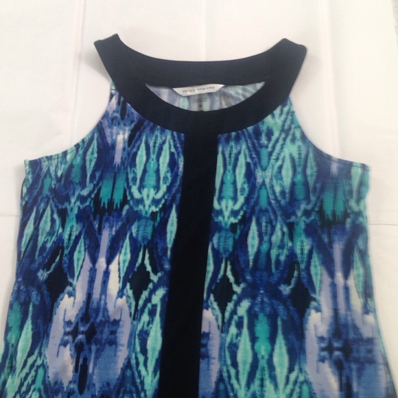 Blue Teal and Black Patterned Dress