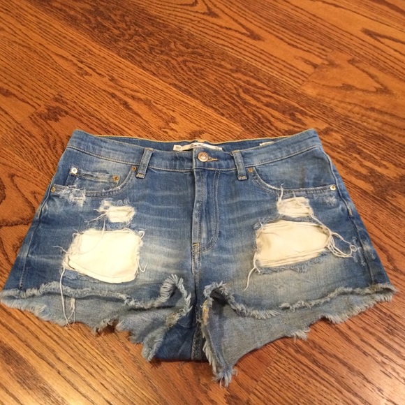 Ripped jean shorts