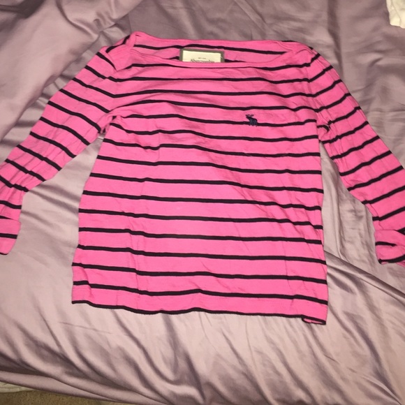 Pink striped quarter sleeve top