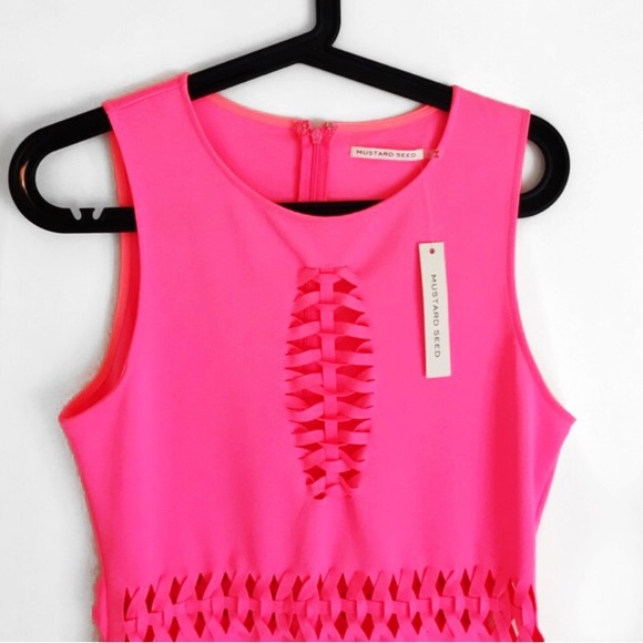 neon pink cut out dress