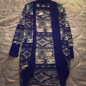 Aztec print long cardigan