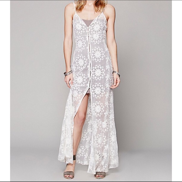 NWOT Free People Queen of Flowers Maxi Slip Dress