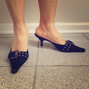 James Brown Black Suede Heels