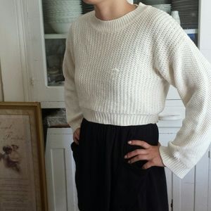 Zara white knitted cropped sweater