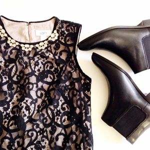 BUNDLE-- LOFT Dress W/ Lace Overlay & olive shorts