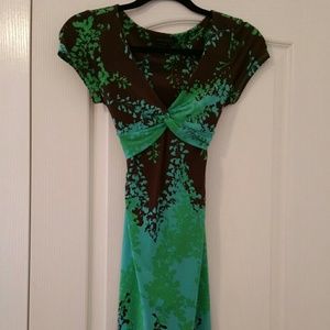BCBGMAXAZRIA Brown/green/blue summer dress.