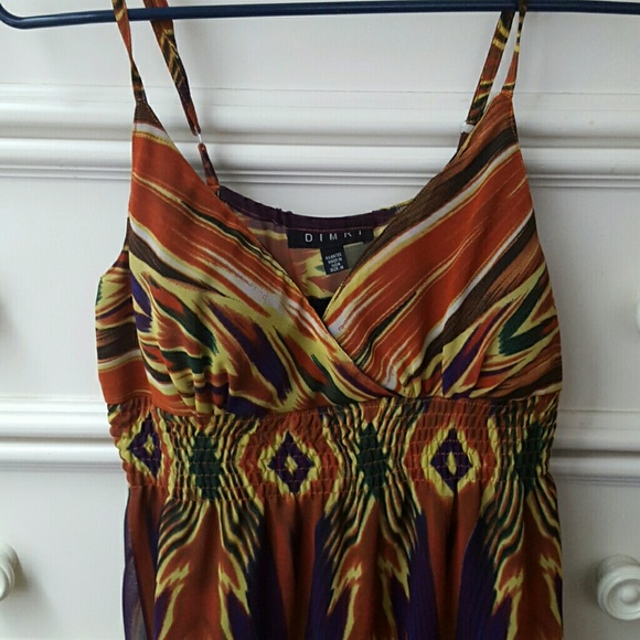 Long peocock print maxi dress