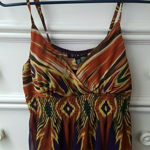 Long peocock print maxi dress