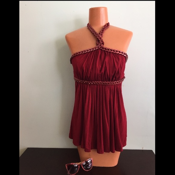 Sky Red chain-link halter top