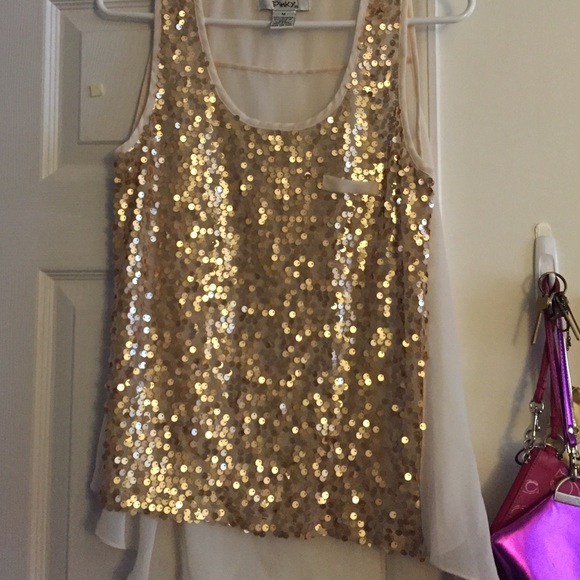 Gold sequin tank top