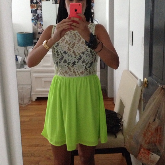 Lime green and lace beach dress