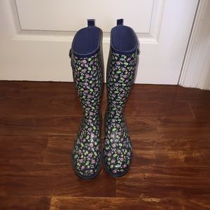 Floral Blue Rainboots