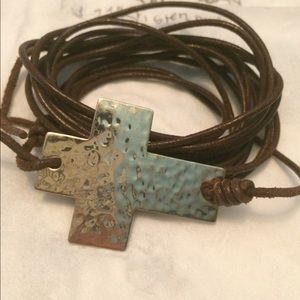 Leather wrap Bracelet with Cross