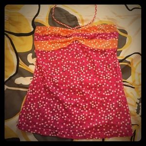 Polka dotted and striped halter top
