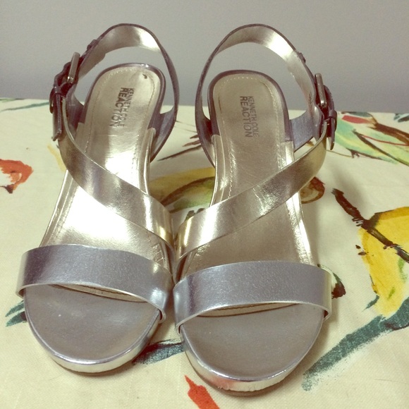 Kenneth Cole Metallic gold and silver wedges