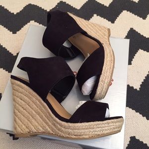 NIB Black wedge sandals
